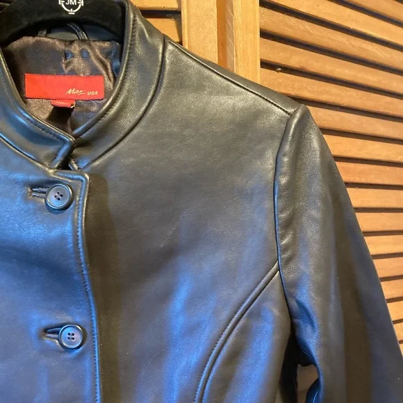 Max USA Chocolate Brown Buttery Soft Genuine Leather Blade Collar Jacket